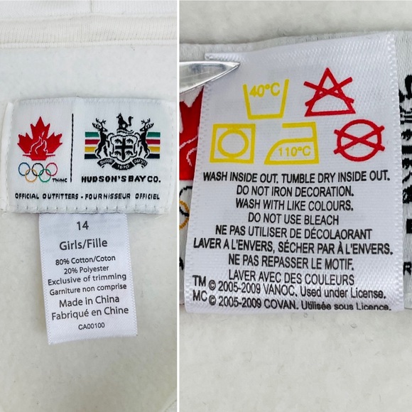 HBC Hudson’s Bay Co CANADA 2010 Winter Olympics Official Girls Cotton Hoodie - Picture 14 of 16